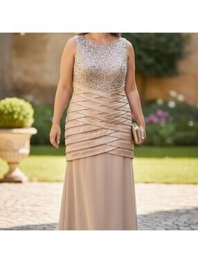 KM Collections by Milla Bell Champagne Formal Gown Size 18
